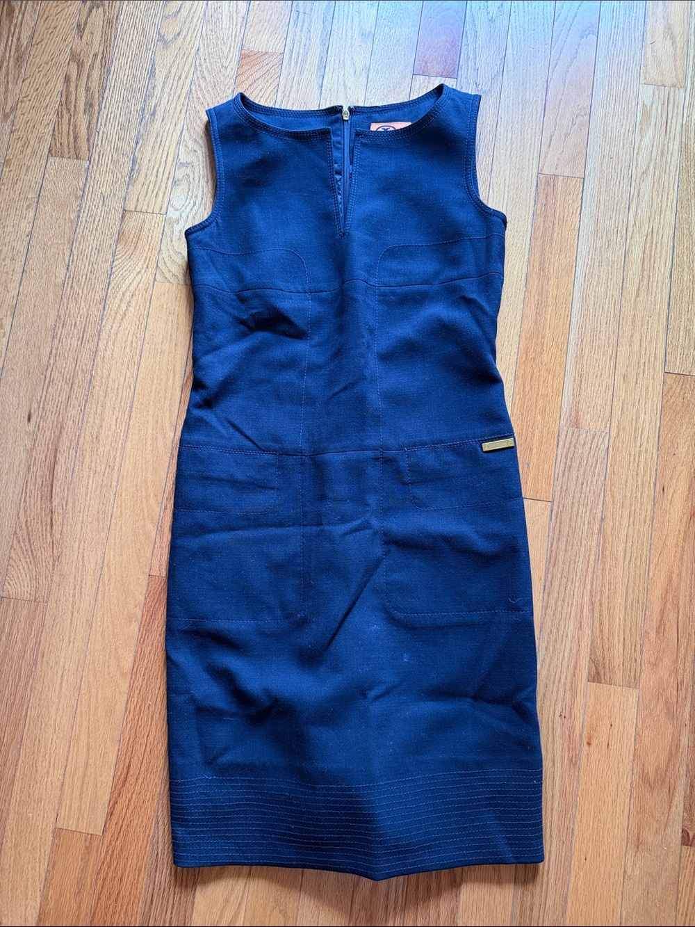Tory Burch Navy Sleeveless Sheath Dress